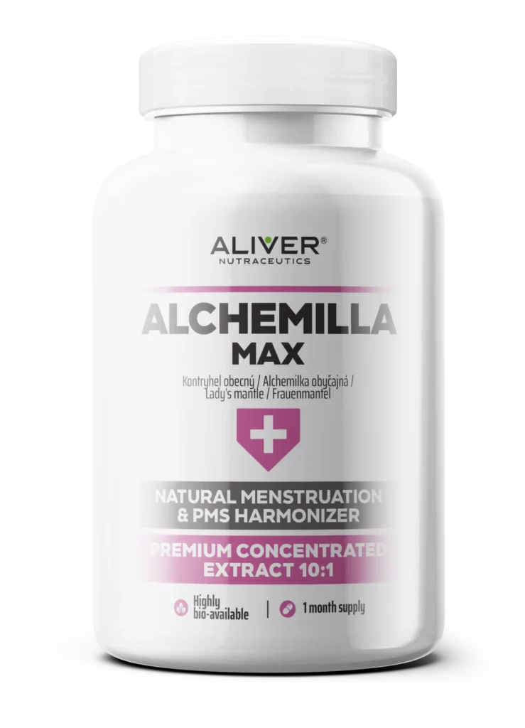 Alchemilla Max – cây chân sư tử, chiết xuất thảo dược dạng viên nang – bao bì sản phẩm