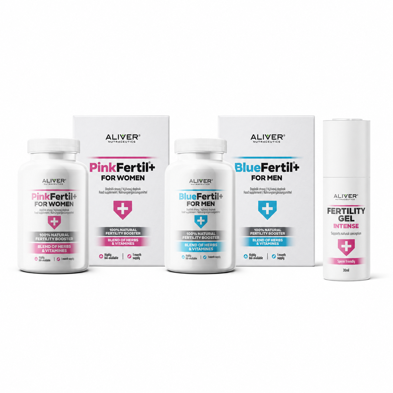 PinkFertil Plus + BlueFertil Plus – Fertility Gel Intense zdarma